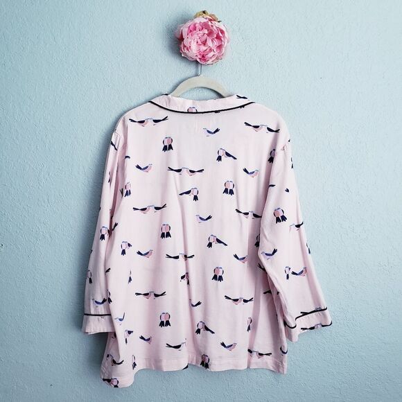 Kate Spade Light Pink Live Bird Button Down Pajama Top - Picture 6 of 6